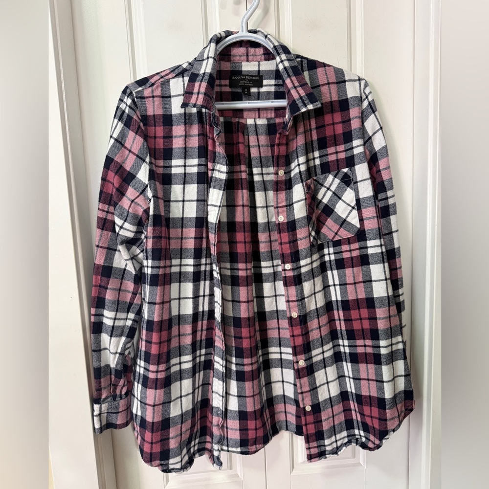 Banana Republic Plaid Flannel Shirt | Boyfriend Fit | Size M